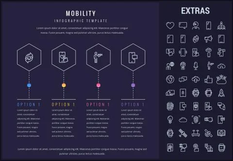 Mobility infographic template, elements and icons. Illustrazione stock