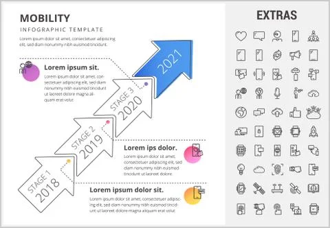 Mobility infographic template, elements and icons. Illustrazione stock