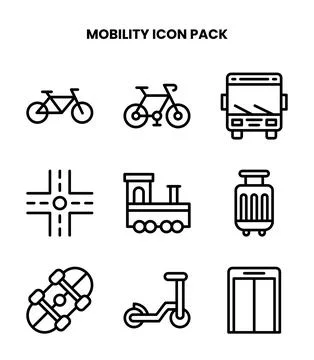Mobility Line Graphics Icons Pack Stock Illustration
