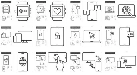 Mobility line icon set Illustrazione stock