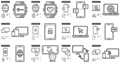 Mobility line icon set Illustrazione stock