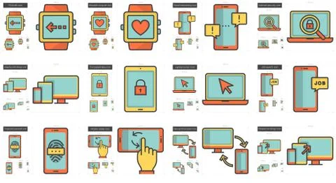 Mobility line icon set Illustrazione stock