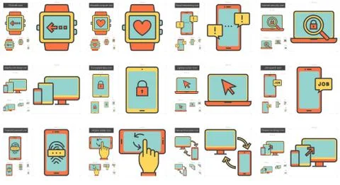 Mobility line icon set Illustrazione stock