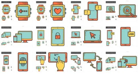 Mobility line icon set. Illustrazione stock