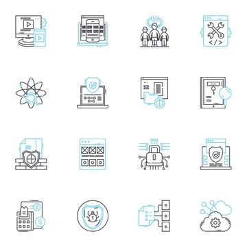 Mobility linear icons set. Transportation, Movement, Transit, Travel, Commuting Stock Illustration