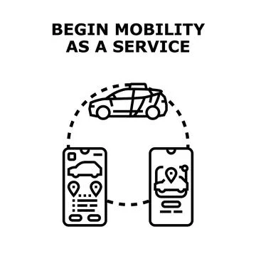 Mobility as a service concept implementing modern app technology Stock Illustration