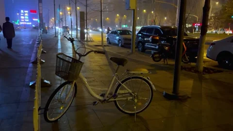 Mobility tool at night in china Beijing Stock Footage 166669853