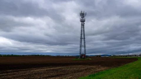 Mobility transmitter in the field landscape Stock Photos