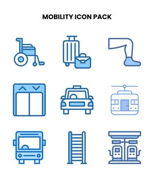 Mobility Two Colour Graphics Icons Pack Stock Illustration
