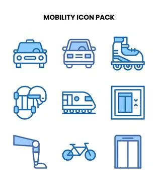 Mobility Two Colour Graphics Icons Pack Stock Illustration