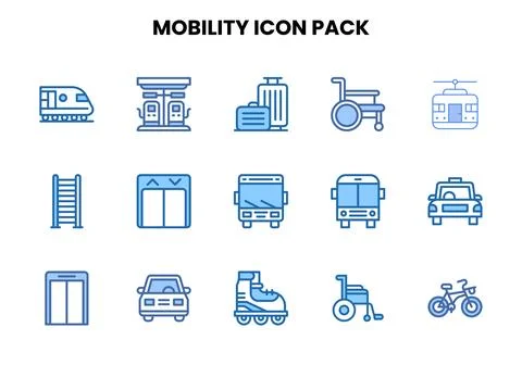 Mobility Two Colour Graphics Icons Pack Stock Illustration