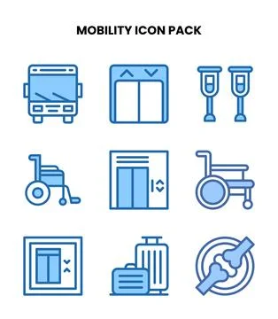 Mobility Two Colour Vector Icons Pack 스톡 일러스트