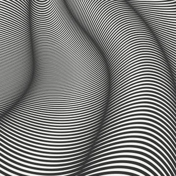 Mobious wave stripe. Geometric line abstract seamless pattern. Black and white Stock Illustration