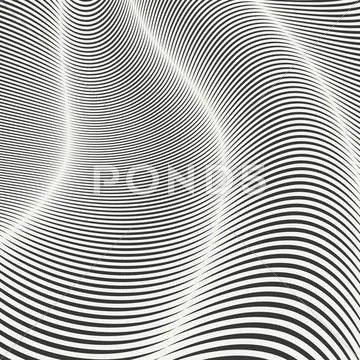 Mobious wave stripe. Geometric line abstract seamless pattern. Black and white Stock Illustration
