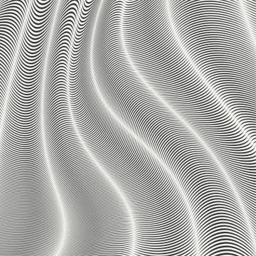 Mobious wave stripe. Geometric line abstract seamless pattern. Black and white Illustrazione stock
