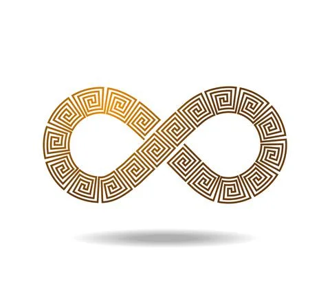 Mobius loop Celtic or Greek golden pattern made of meander Maze. Infinity symbol Illustrazione stock