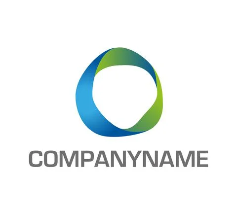 Mobius loop in greens and blues. Freehand drawing. Ready logo Stock Illustration