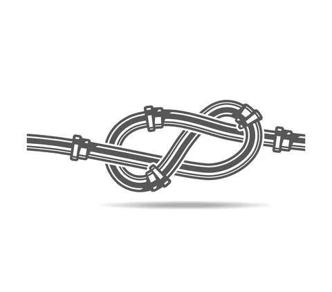 A mobius loop-like knot made of plumbing pipes Stock Illustration