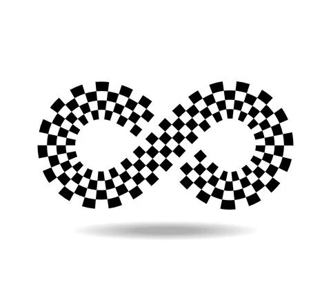 Mobius loop made of black and white race flag. infinity symbol, 8 Stock Illustration