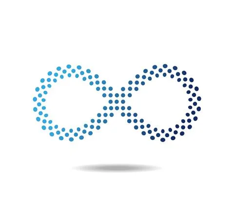 Mobius' loop made of blue dots. Infinity symbol. Number eight. 8 Stock Illustration