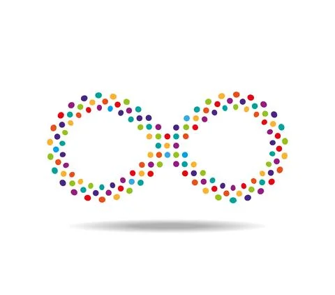 Mobius' loop made of colorful dots. Infinity symbol. Number eight. 8 Stock Illustration