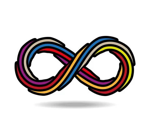 Mobius loop made of colorful pieces of rope. infinity symbol. 8 Stock Illustration