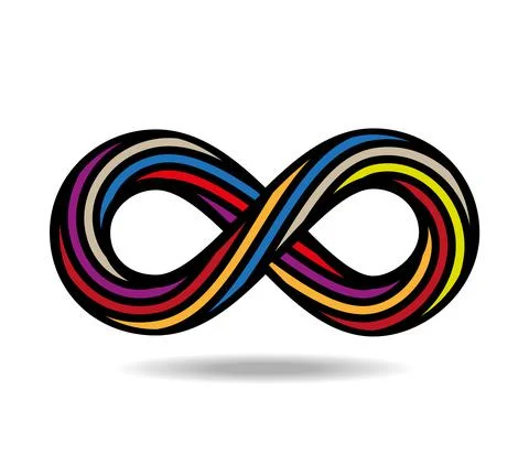 Mobius loop made of colorful rope. infinity symbol. 8 Stock Illustration
