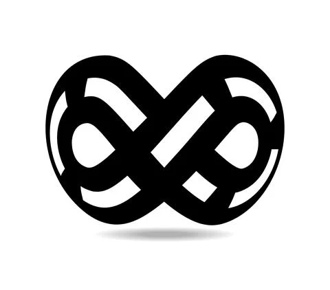 Mobius loop made of dotted white line on black one. Drawn on a sphere Stock Illustration