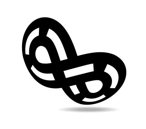 Mobius loop made of dotted white line on black one. Drawn on a sphere Stock Illustration