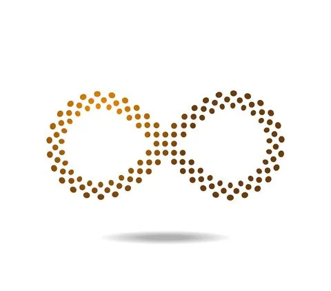 Mobius' loop made of golden dots. Infinity symbol. Number eight. 8 Stock Illustration