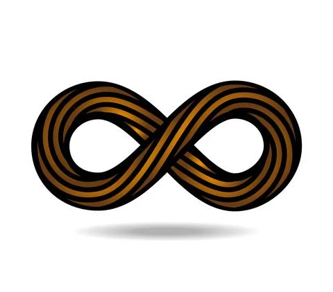 Mobius loop made of golden rope. infinity symbol, 8 스톡 일러스트