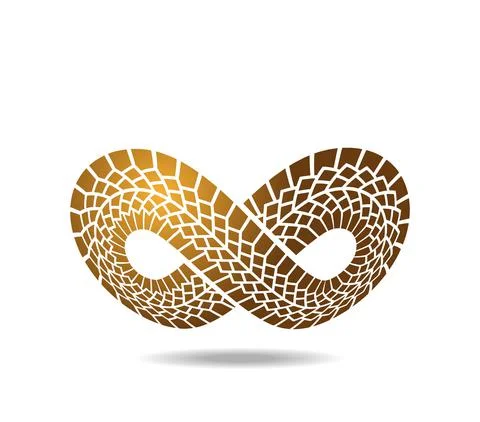 Mobius loop made of golden tire track. Located on the sphere. Skin of snake Stock Illustration