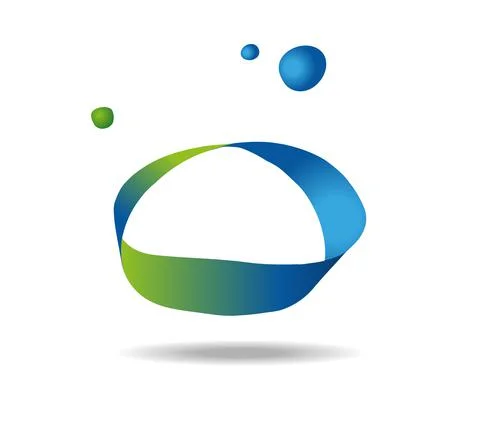 Mobius loop made of green and blue ribbon and bubbles. Infinity Freehand drawing Stock Illustration