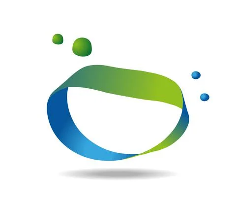 Mobius loop made of green and blue ribbon and bubbles. Infinity Freehand drawing Stock Illustration