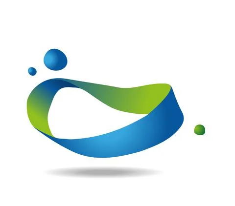 Mobius loop made of green and blue ribbon and bubbles. Infinity Freehand drawing Stock Illustration