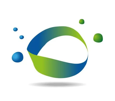 Mobius loop made of green and blue ribbon, bubbles. Infinity. Freehand drawing Stock Illustration