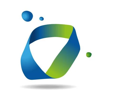 Mobius loop made of green and blue ribbon. Bubbles. Infinity. Freehand drawing Stock Illustration