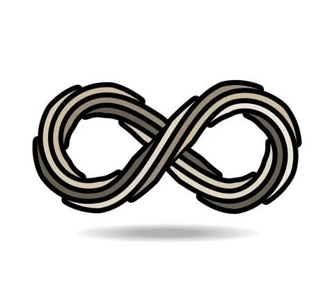 Mobius loop made pieces of rope in shades of grey. infinity symbol. 8 Stock Illustration