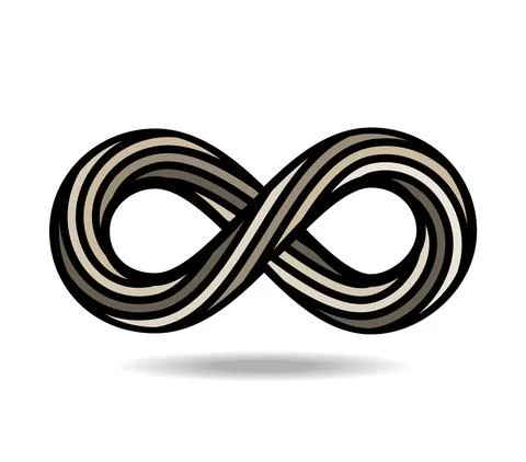 Mobius loop made of rope in greys. infinity symbol. 8 Stock Illustration