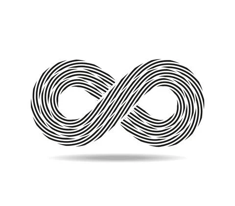 Mobius loop made of three black and white ropes Infinity of wires Number eight 8 Stock Illustration