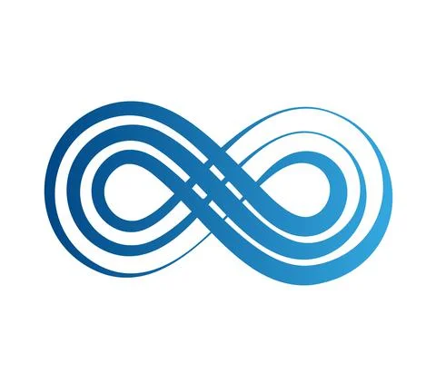 Mobius loop made of three blue lines of heterogeneous thickness. Infinity symbol Stock Illustration