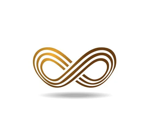 Mobius loop made of three golden lines. Drawn on a sphere Stock Illustration