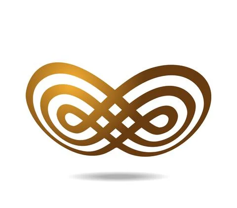 Mobius loop made of three golden lines. Drawn on a sphere Stock Illustration