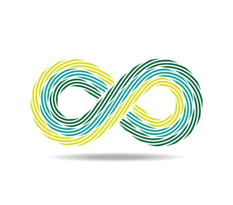 Mobius loop made of three green ropes Infinity of wires Number eight 8 Stock Illustration