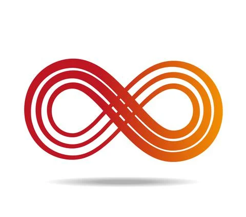 Mobius loop made of three red lines of heterogeneous thickness. Infinity symbol Stock Illustration