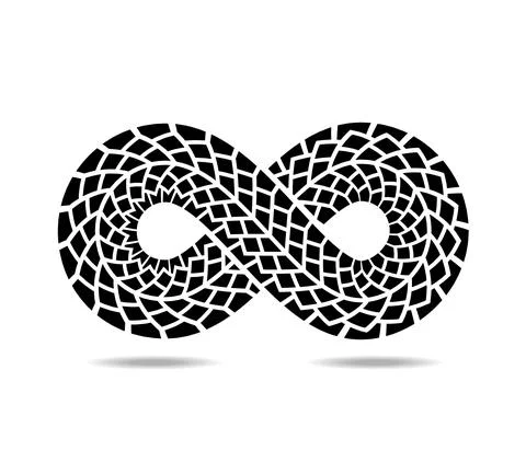 Mobius loop made of tire track in black. Snakes skin Stock Illustration