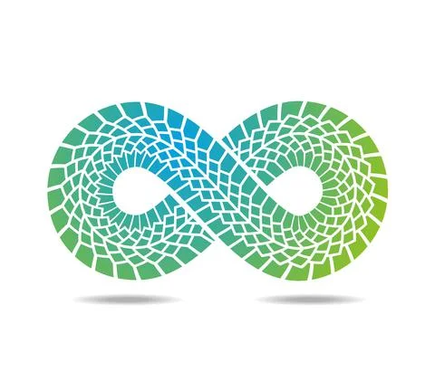 Mobius loop made of tire track in blues and greens. Snakes skin イラスト素材