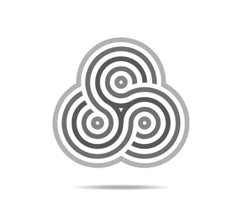 Mobius loop of three arches. Labyrinth with circles of lines. Maze infinity loop Stock Illustration