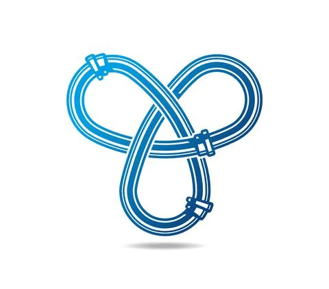 Mobius loop with three elements made of hydraulic pipes Stock Illustration