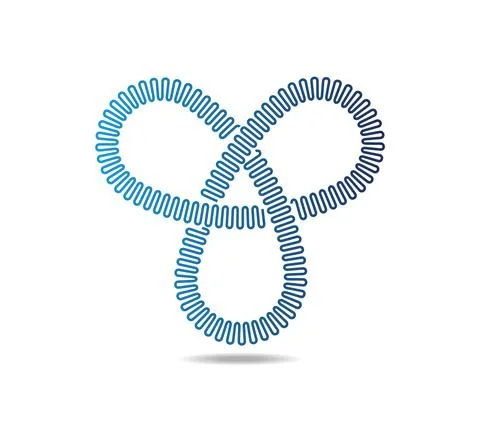 Mobius loop with three elements made of a tailor's stitch Illustrazione stock